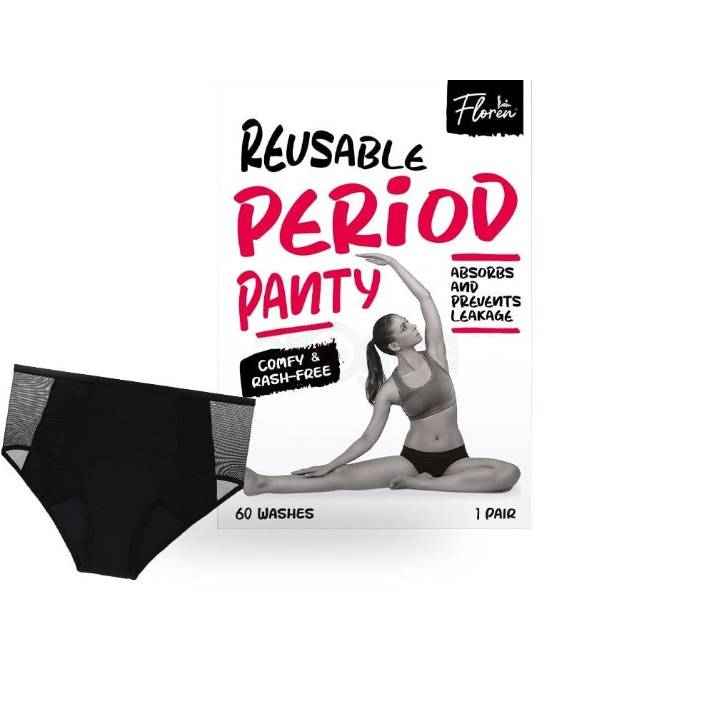 Floren Reusable Leakproof Period Panty Black - (M Size 29.1-31.1)  
