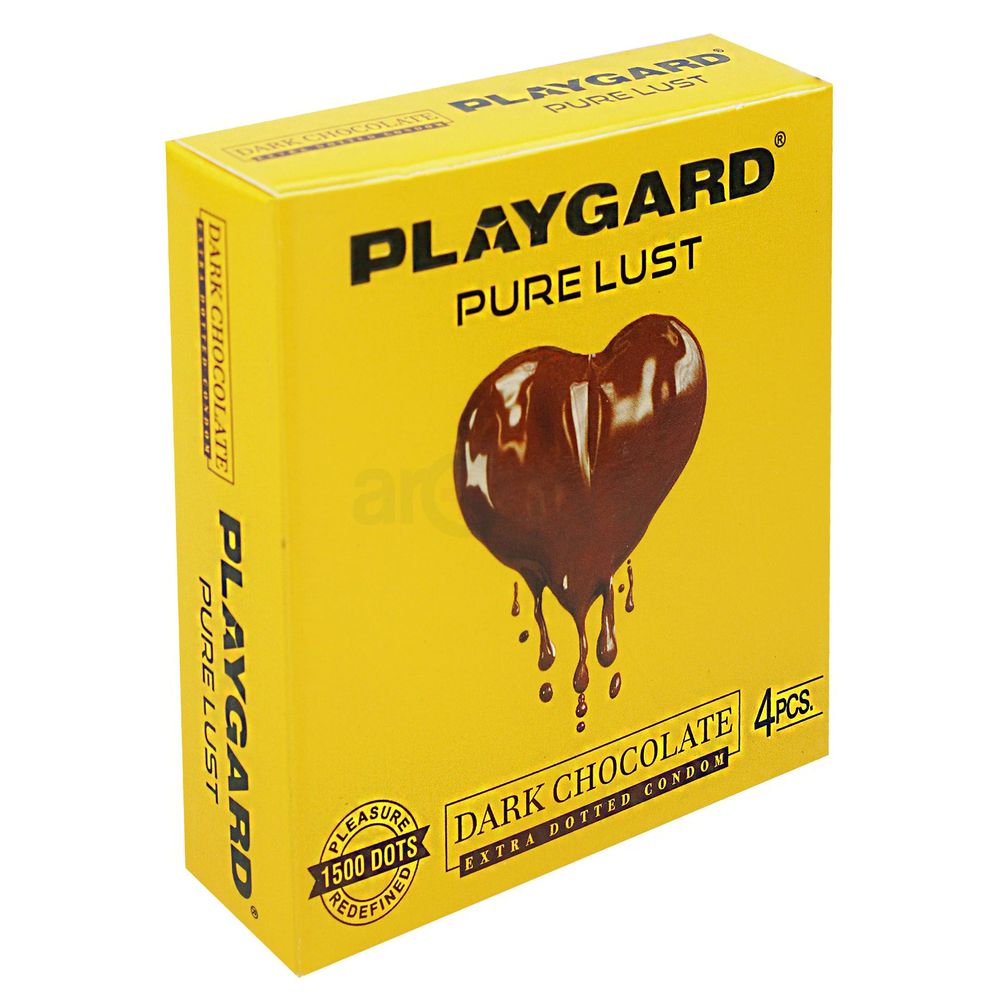 Playgard Purelust Extra Dotted Dark Chocolate Flavour Condom - 4Pcs Pack  