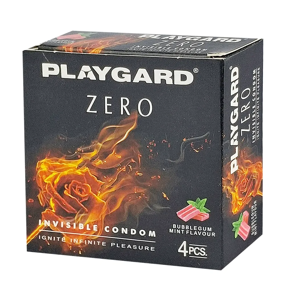 Playgard Zero Invisible Ultra Thin Bubblegum Mint Flavoured Condom 4Pcs Pack  
