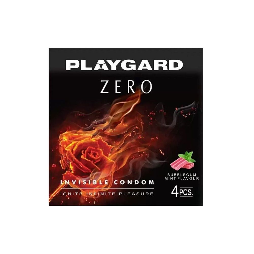 Playgard Zero Invisible Ultra Thin Bubblegum Mint Flavoured Condom 4Pcs Pack  