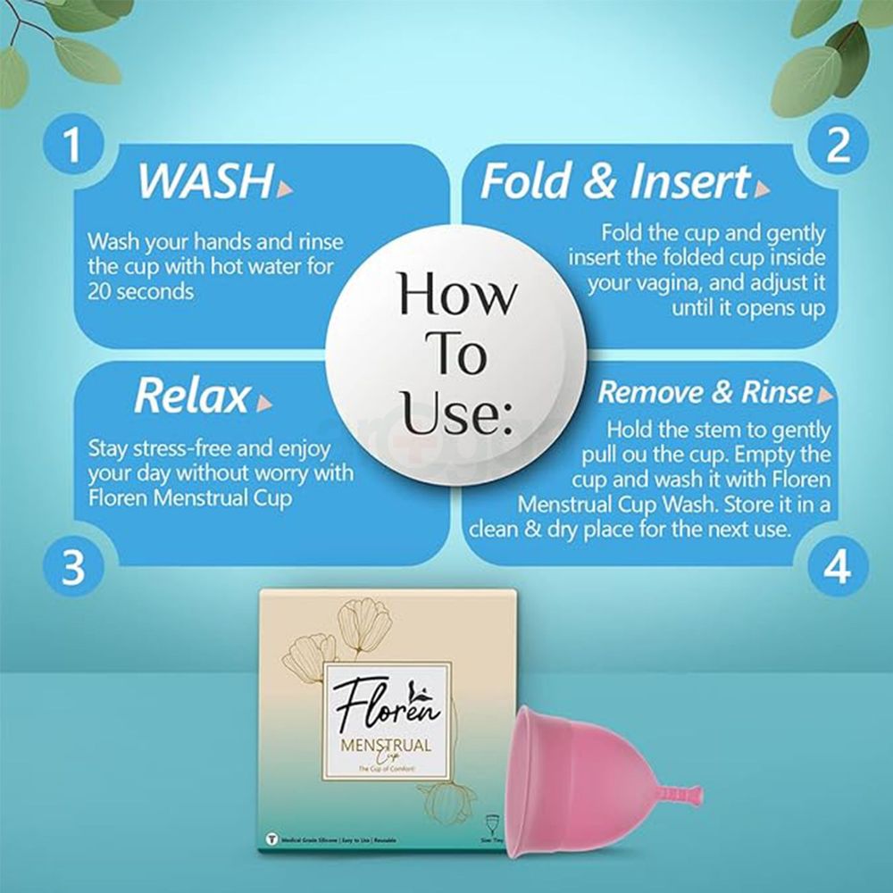 Floren Menstrual Cup Reusable For Women With Pouch Hygiene During Period (Large Size)   