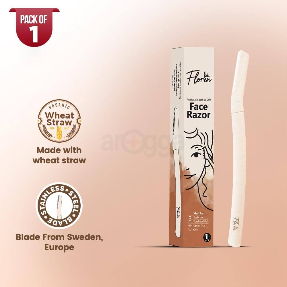 Floren Face Razor for Forehead Hair, Upper Lips, Chin & Sideburns  