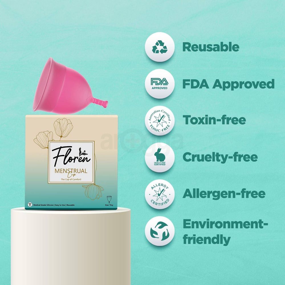 Floren Reusable Menstrual Cup with Pouch for Women (Tiny Size)  