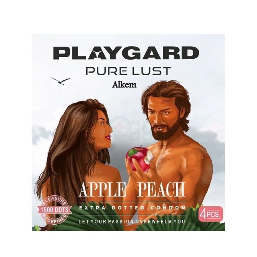 Playgard Purelust Extra Dotted Apple Peach Flavoured Condom - 4Pcs Pack   