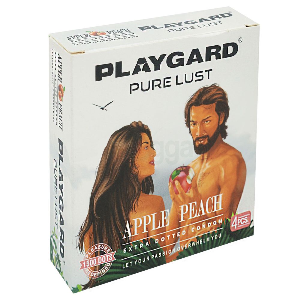 Playgard Purelust Extra Dotted Apple Peach Flavoured Condom - 4Pcs Pack   