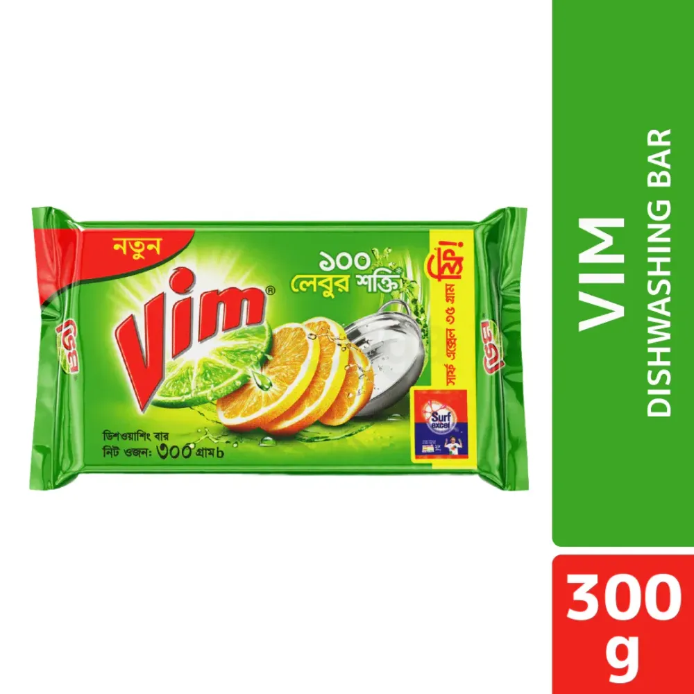 Vim Dishwashing Bar 300g With Surf Excel Detergent Mini Pack Free  