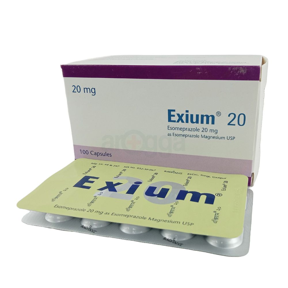 Exium 20mg Capsule - এক্সিয়াম ২০ মি.গ্রা. ক্যাপসুল - Arogga Online ...