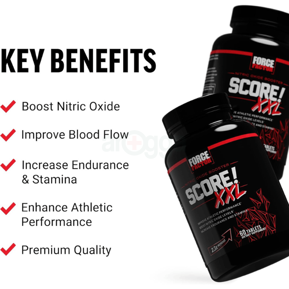 FORCE FACTOR Score! XXL Nitric Oxide Booster Supplement for Men with L-Citrulline, Black Maca, and Tribulus to Improve Athletic Performance 60 Tablets  