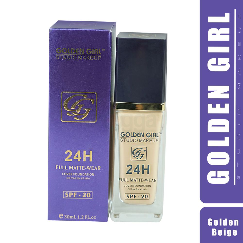 Golden Girl Studio Makeup 24H Full Matte-Wear Color Foundation SPF-20 (Golden Beige) 30ml  