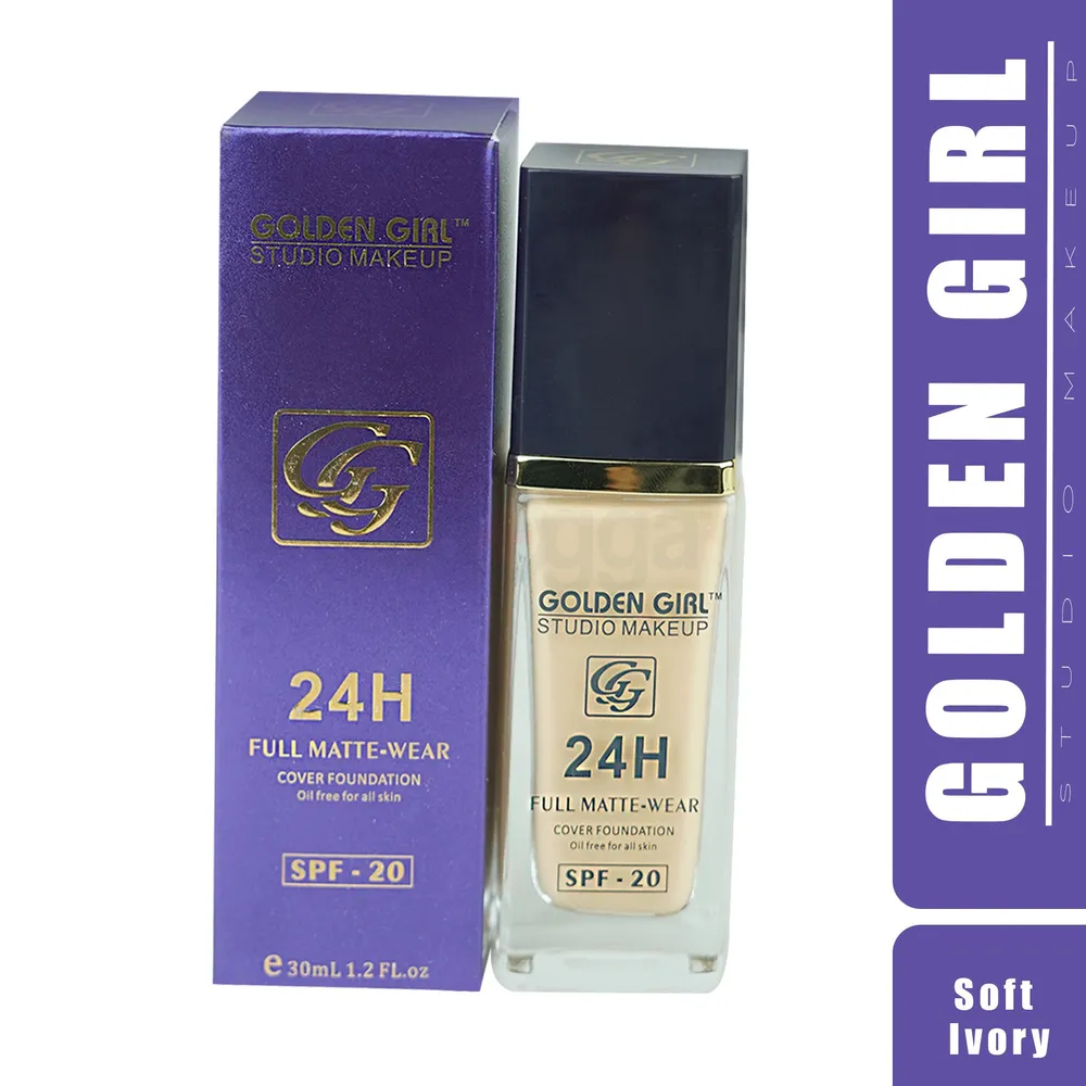 Golden Girl Studio Makeup 24H Full Matte-Wear Color Foundation SPF-20 (Soft Ivory) 30ml  