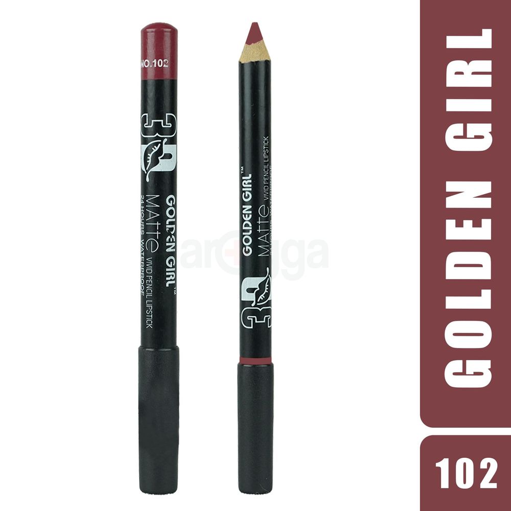 Golden Girl Matte Vivid Pencil Lipstick 24 Hours Waterproof (102)  