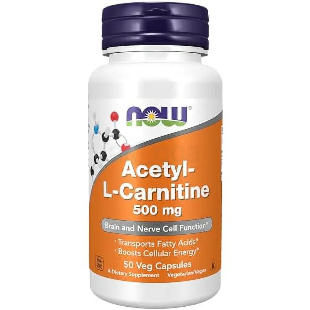 NOW Supplements, Acetyl-L Carnitine 500 mg, Amino Acid, Brain And Nerve Cell Function*, 50 Veg Capsules  
