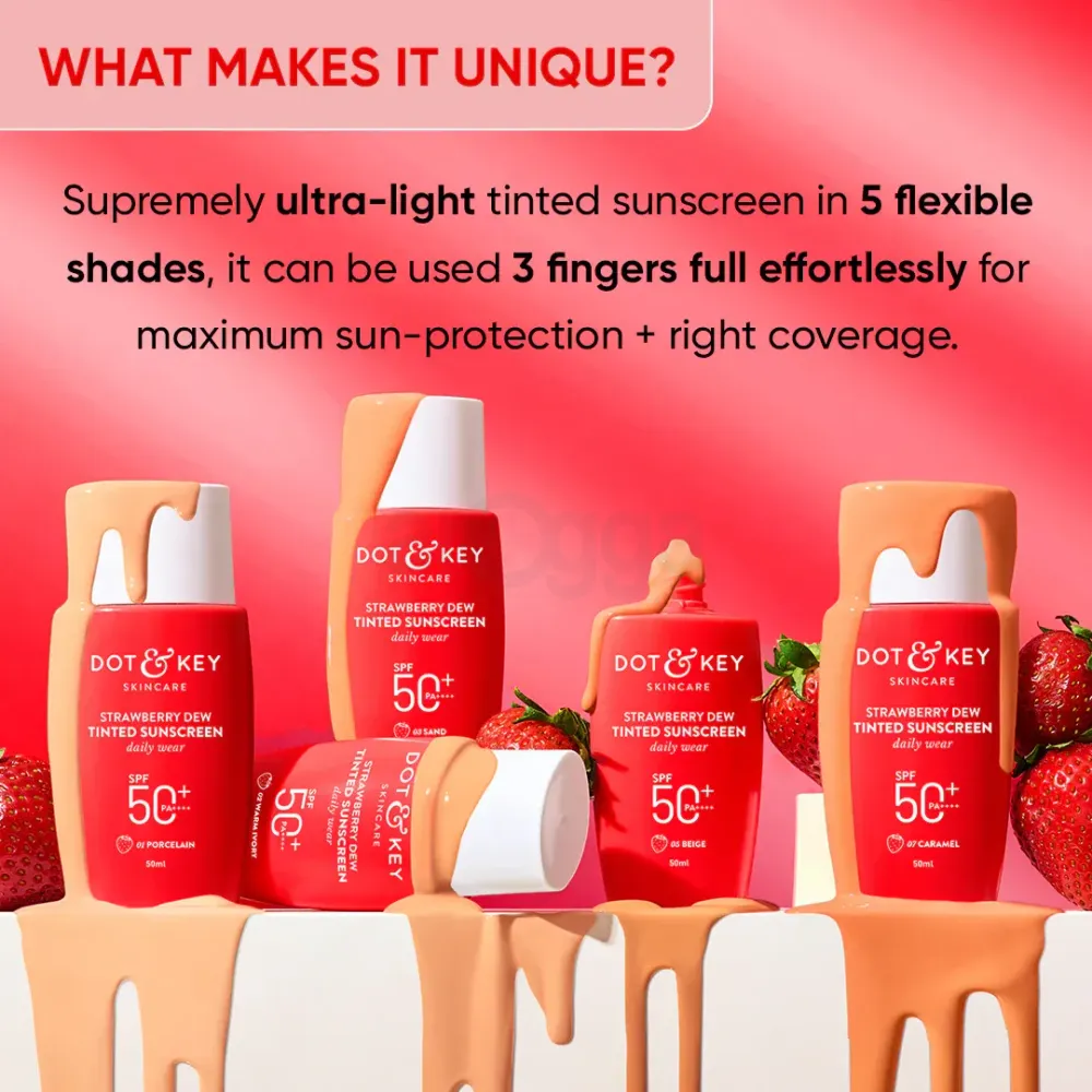 Dot & Key Strawberry Dew Tinted SPF 50+ PA++++  Sunscreen - 01 Porcelain  