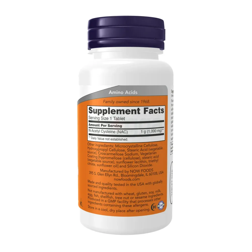 NOW Supplements, NAC (N-Acetyl-Cysteine) 1,000 mg, Free Radical Protection*, 60 Tablets  