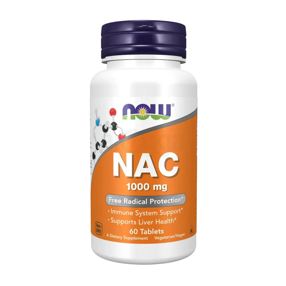 NOW Supplements, NAC (N-Acetyl-Cysteine) 1,000 mg, Free Radical Protection*, 60 Tablets  