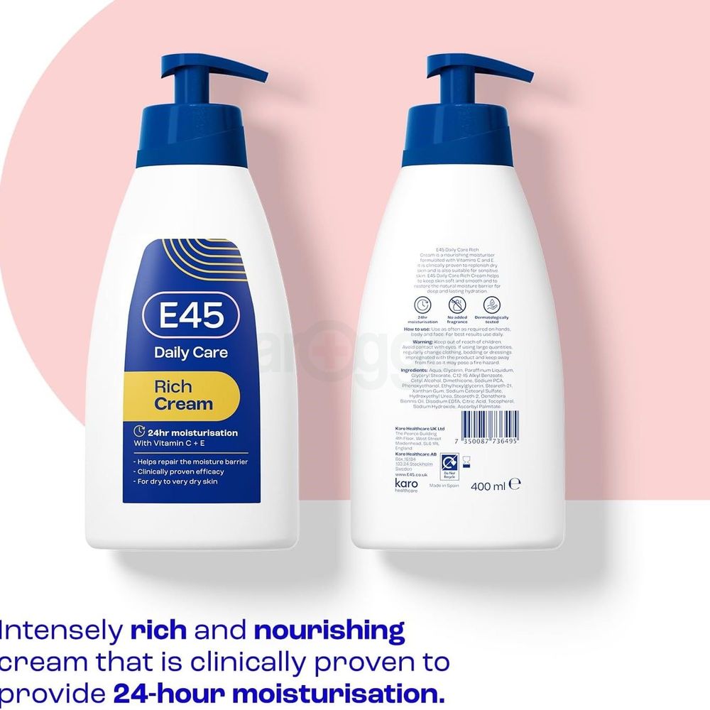 E45 Daily Care Rich Cream 24H Lotion for Dry to Very Dry Skin  