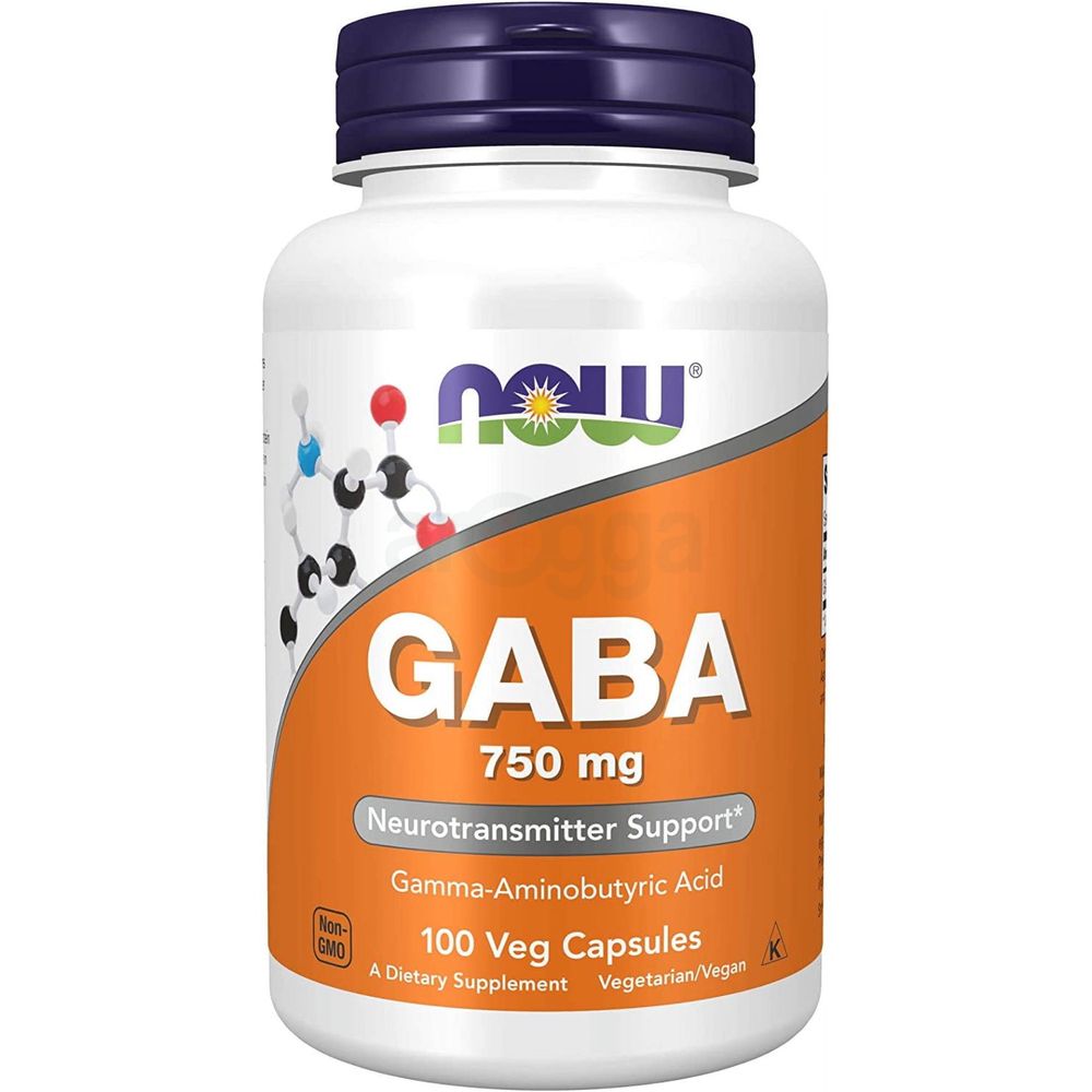 NOW Supplements, GABA (Gamma-Aminobutyric Acid) 750mg, Neurotransmitter Support*, 100 Veg Capsules  