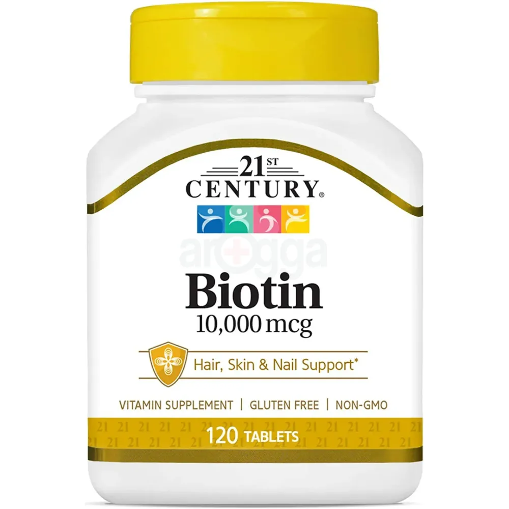 21st Century Biotin Tablets, 10,000 mcg, Unflavored 120 Count  