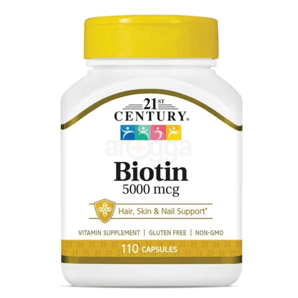 21st Century Super Potency Biotin Capsules, 5000 mcg, 110 Count  