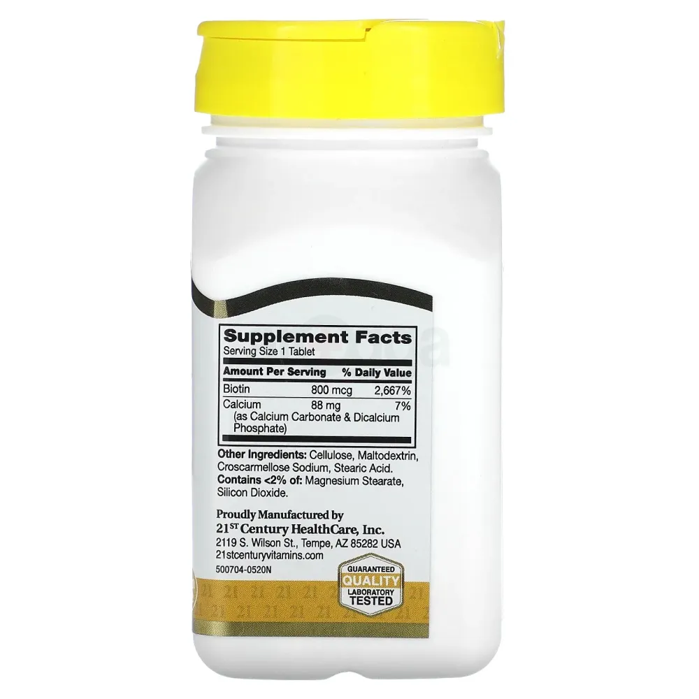 21st Century Maximum Strength Biotin Tablets, 800 mcg, 110 Count  
