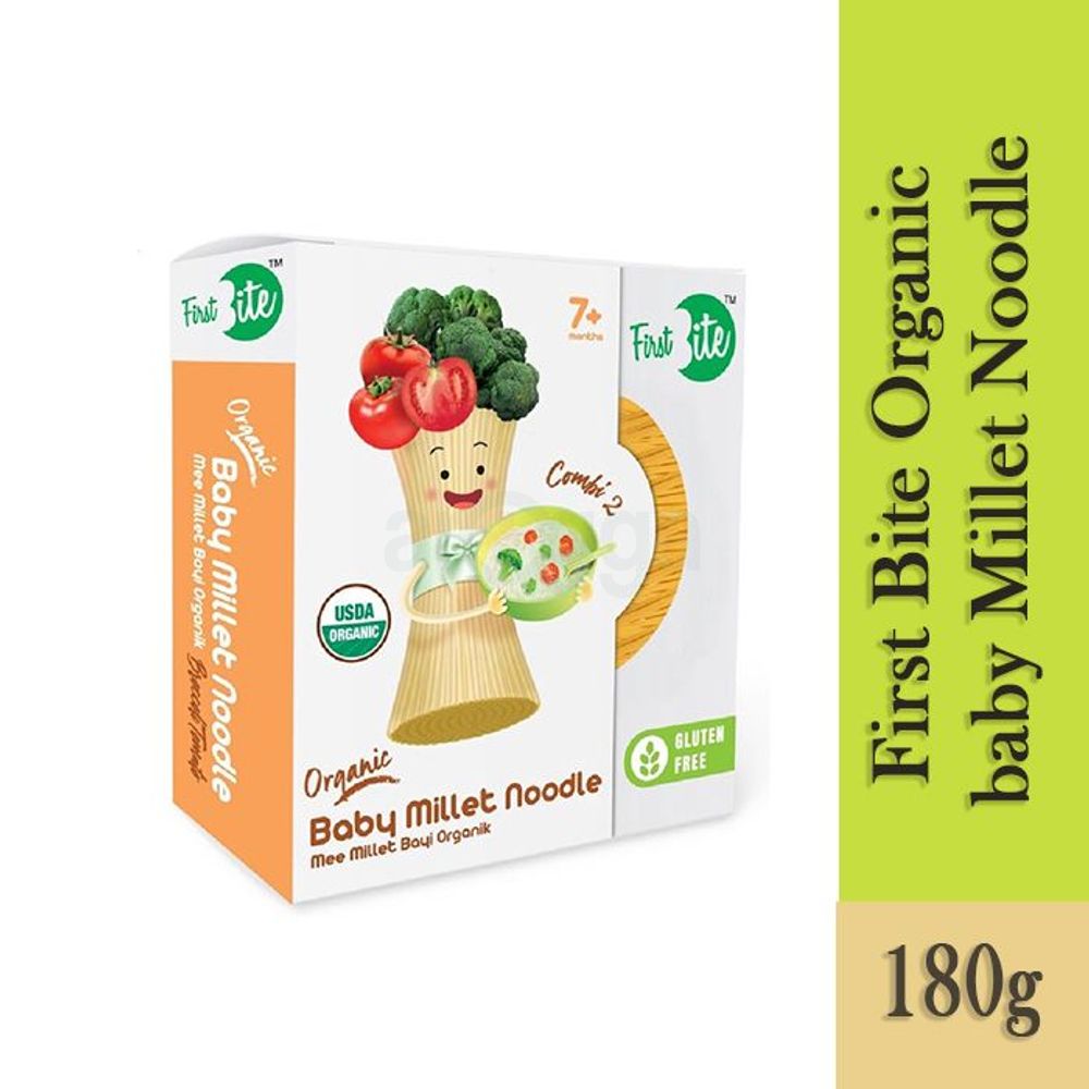 First Bite Organic baby Millet Noodle Combi 2 Broccoli & Tomato Flavoured for 7+ Months  