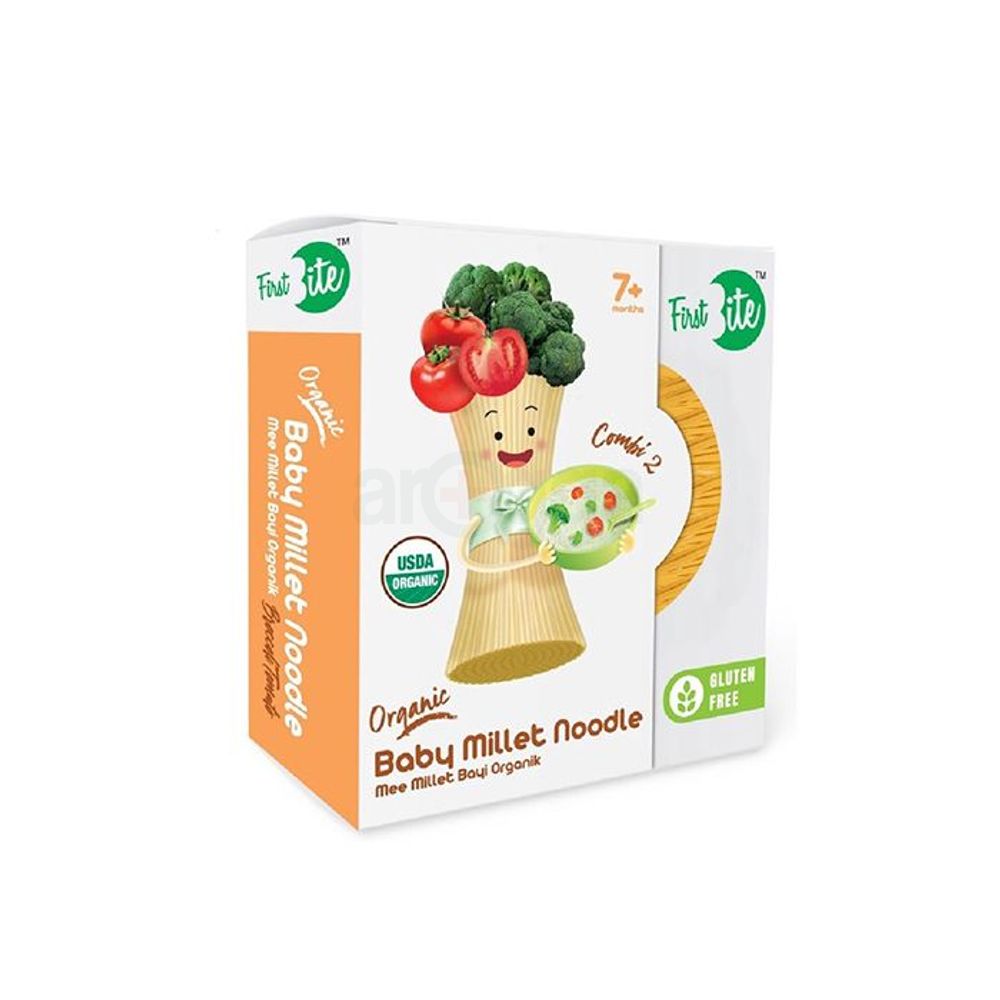 First Bite Organic baby Millet Noodle Combi 2 Broccoli & Tomato Flavoured for 7+ Months  