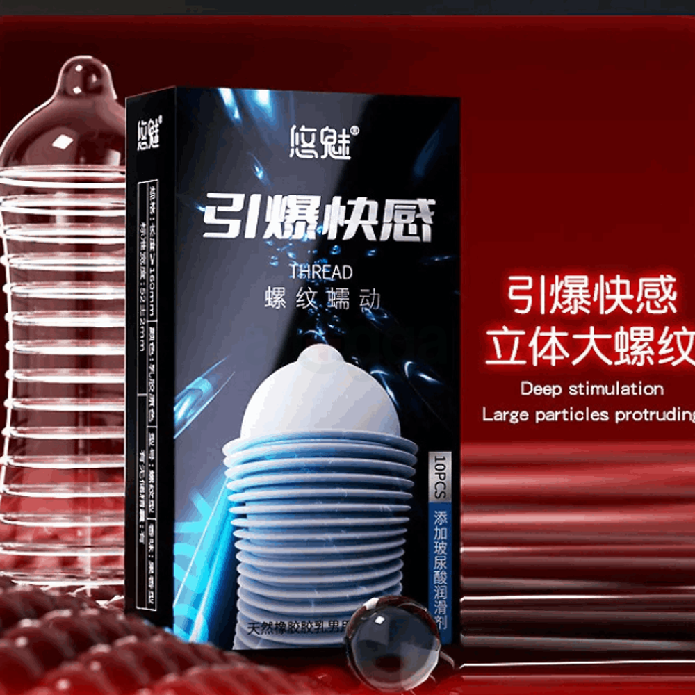 Yommee Explosive Pleasure Thread Creep Condom 10pcs  