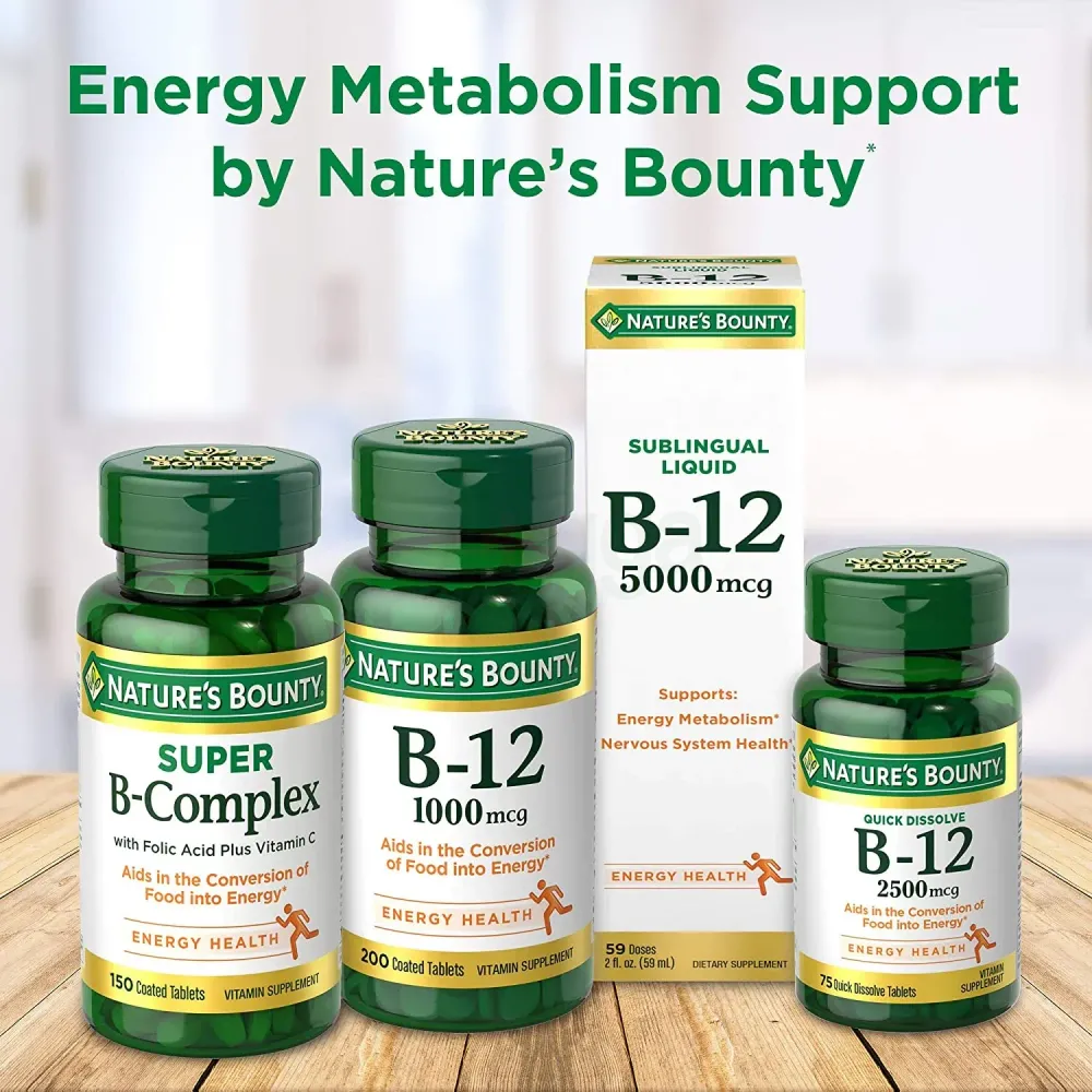 Nature's Bounty Vitamin B12 1000mcg, Supports Energy Metabolism and Nervous System Health, Vitamin Supplement, 100 Tablets  