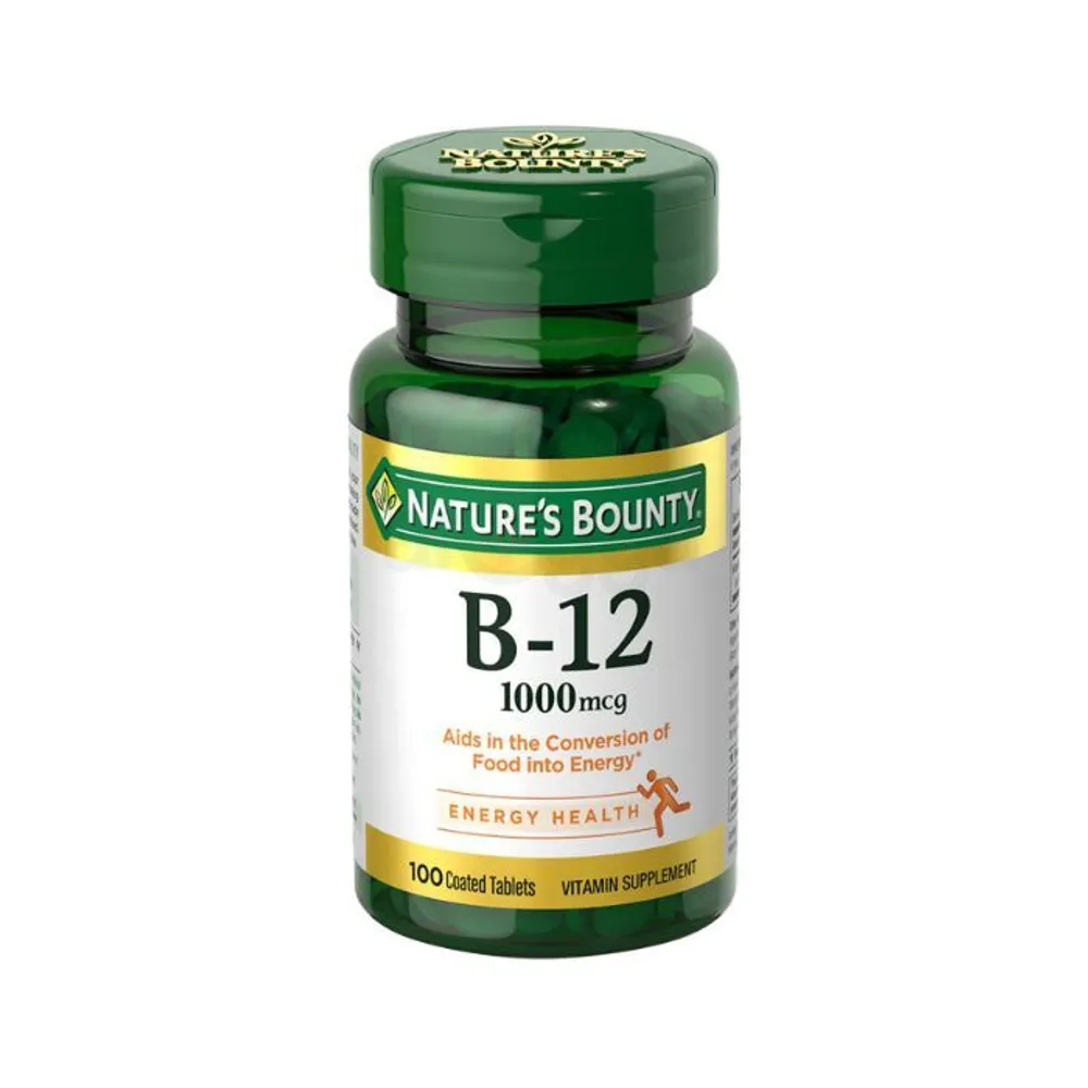 Nature's Bounty Vitamin B12 1000mcg, Supports Energy Metabolism and Nervous System Health, Vitamin Supplement, 100 Tablets  