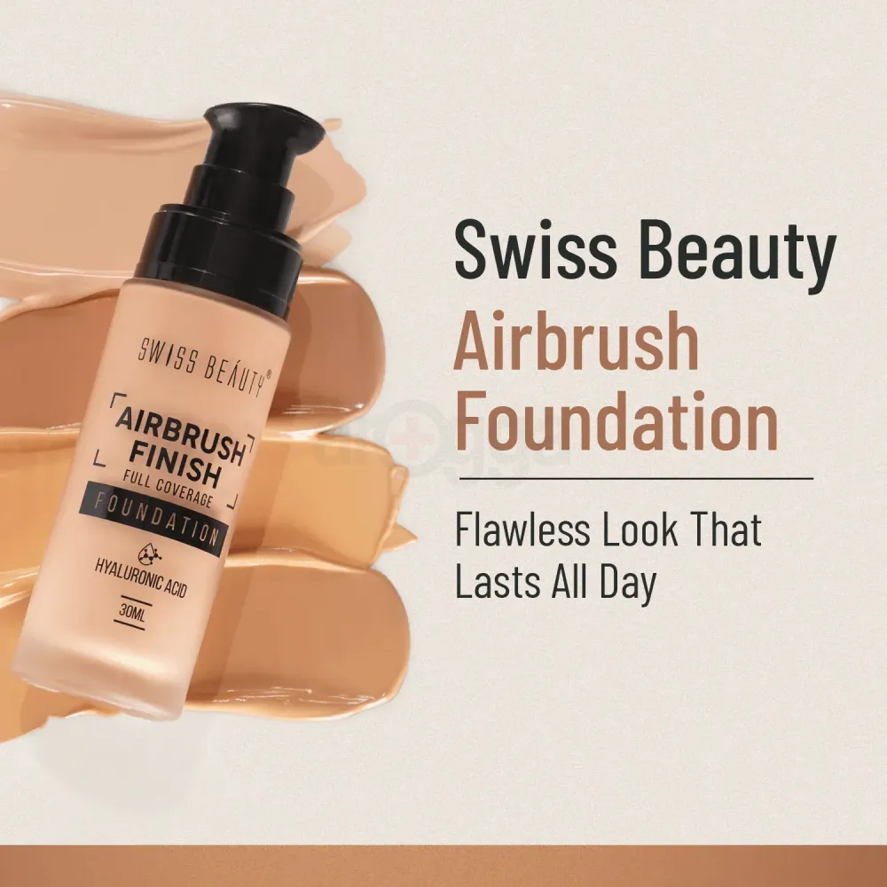 Swiss Beauty Airbrush Finish Full Coverage Waterproof Foundation - Fair Ivory SB-512  