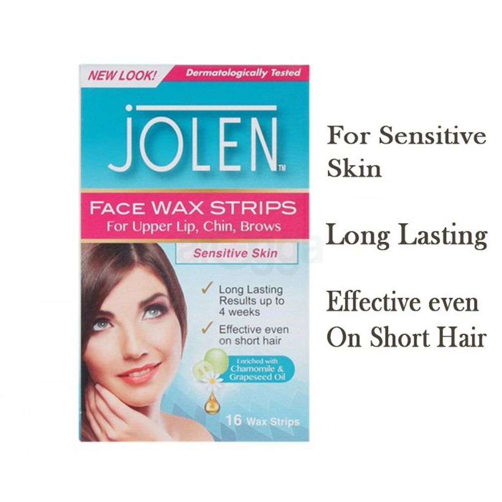 Jolen Face Wax Strips Sensitive Skin 16 Strips  