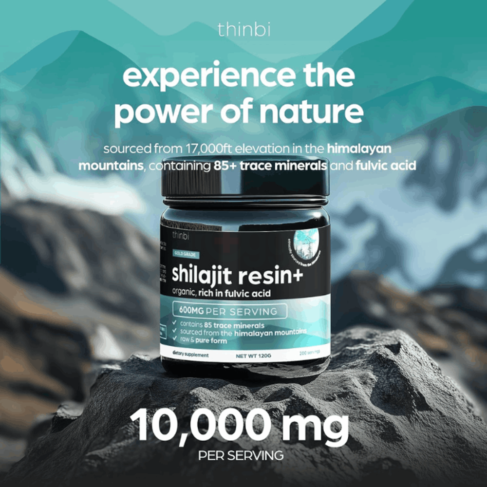 Thinbi Shilajit Resin 4oz Extra Strength – Pure Himalayan Shilajit for Men & Women 75%+ Fulvic Acid & 85+ Trace Minerals for Energy   