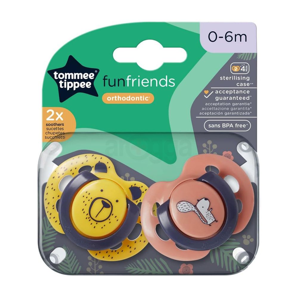 Tommee Tippee Funfriends 0-6m Orthodontic Soothers Pack of 2  