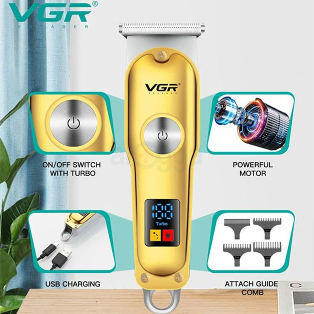 VGR V-290 Digital Display Professional Cordless Hair Clipper Trimmer for Men  
