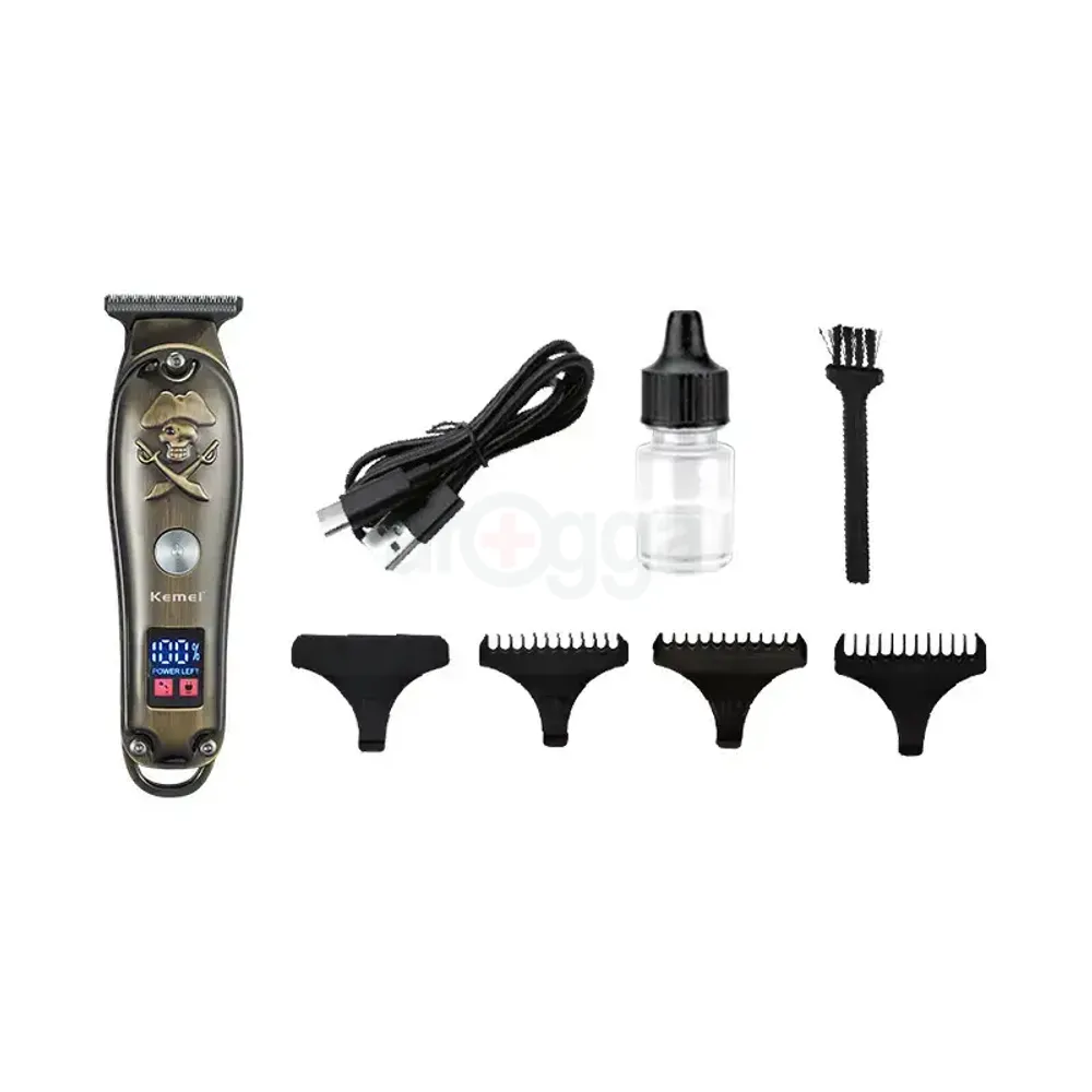 Kemei KM-2231 Full Metal Rechargeable Cordless Hair Trimmer For Men LCD display  