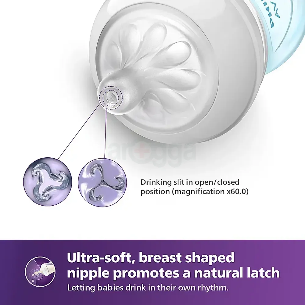 Philips Avent Natural Response Blue Baby Feeding Bottle (1+) - 260ml (Model: SCY903/21)  