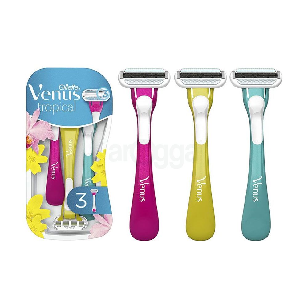 Gillette Venus Aloe Tropical 3Pcs Razor for Women (Multicolor)  