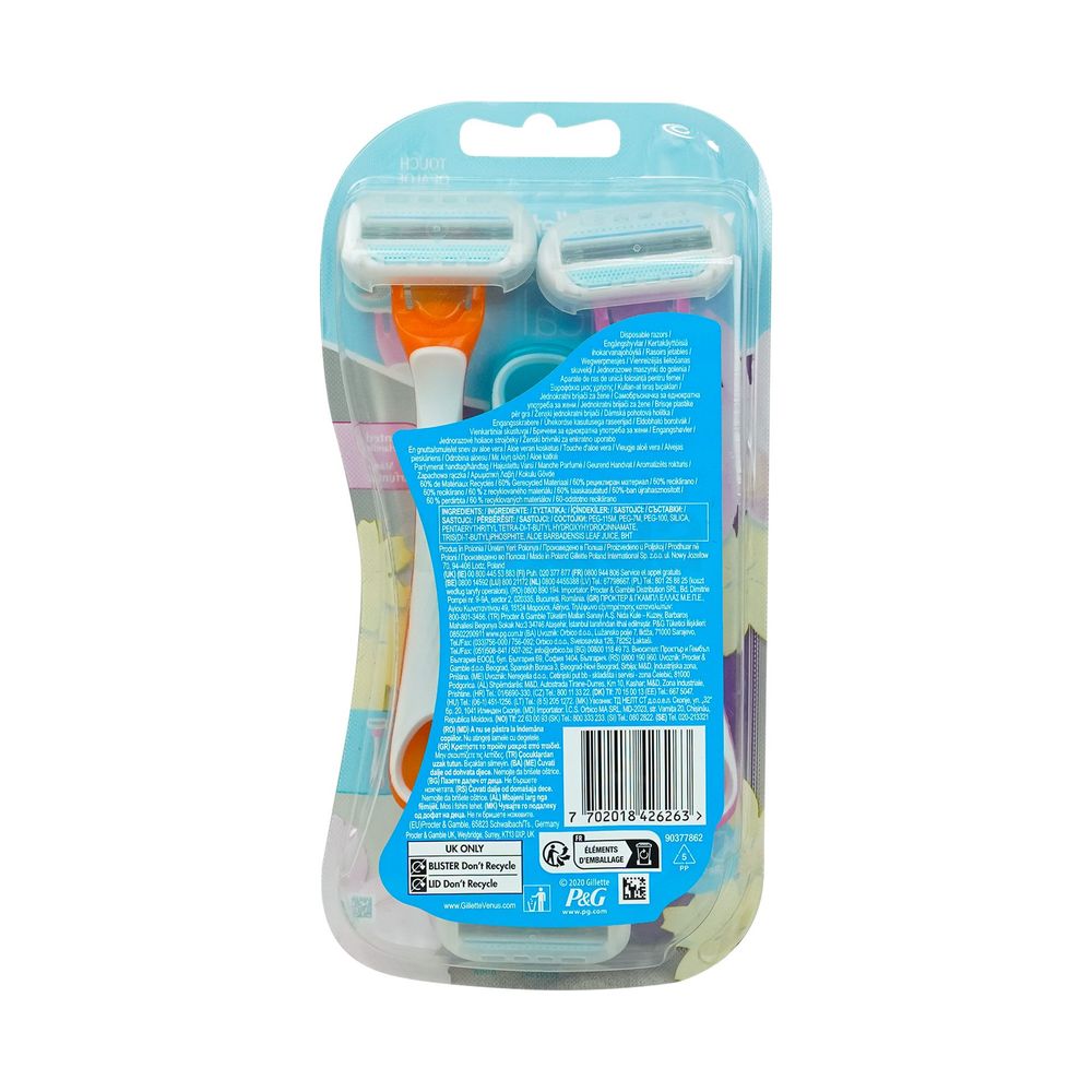 Gillette Venus Aloe Tropical 3Pcs Razor for Women (Multicolor)  