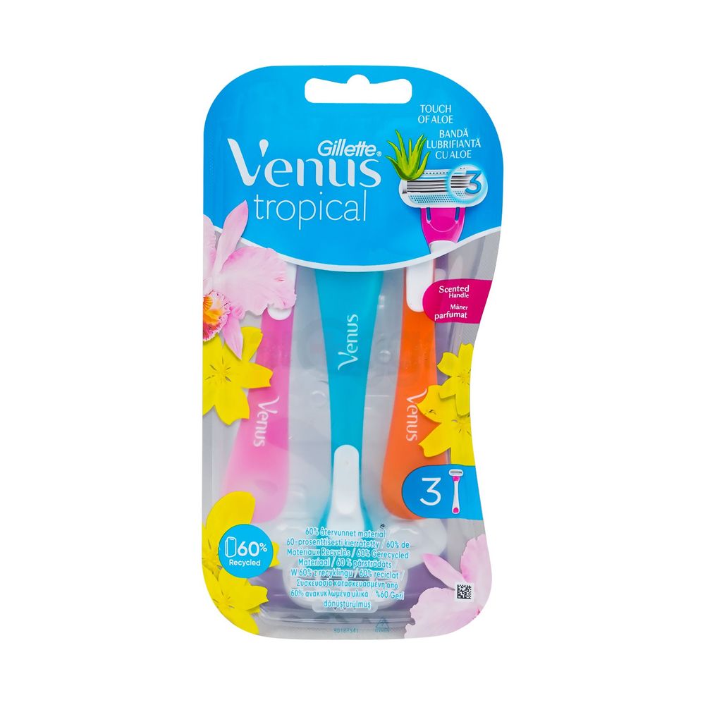 Gillette Venus Aloe Tropical 3Pcs Razor for Women (Multicolor)  