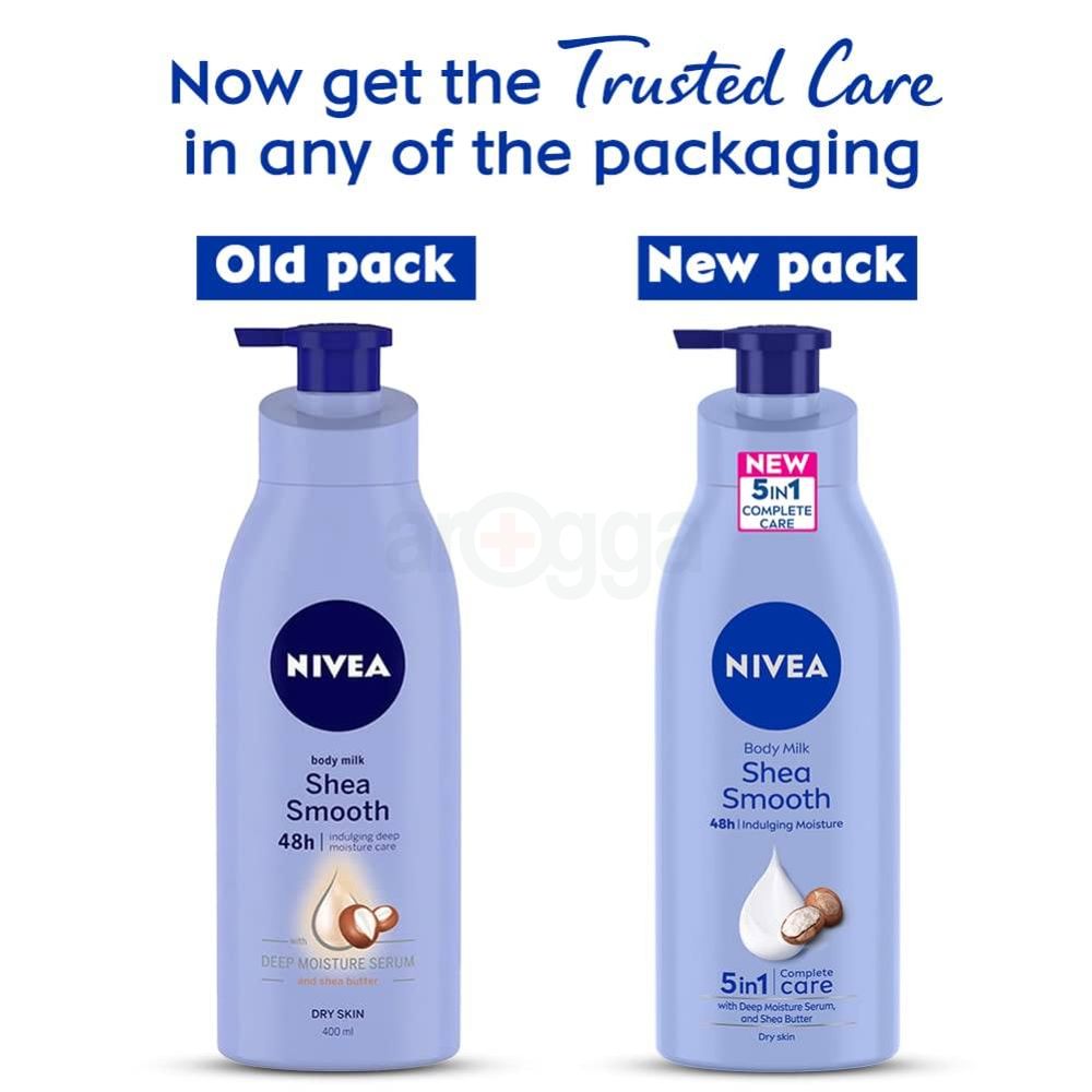 Nivea 48hr 5 in 1 Smooth Sensation Deep Moisture Serum Body Lotion with Shea Butter for Dry Skin  