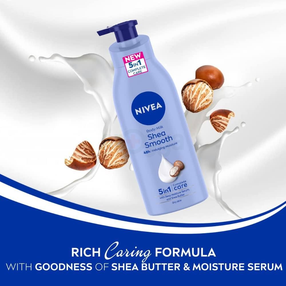 Nivea 48hr 5 in 1 Smooth Sensation Deep Moisture Serum Body Lotion with Shea Butter for Dry Skin  