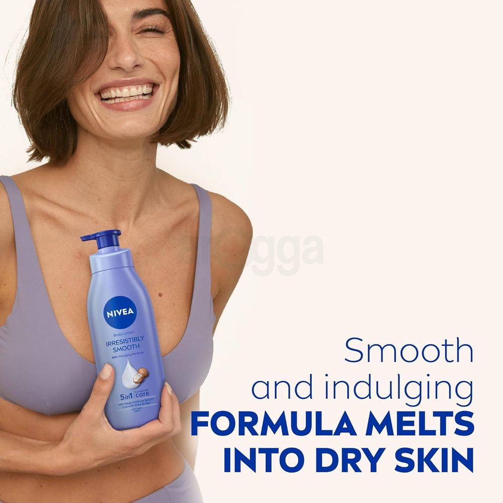 Nivea 48hr 5 in 1 Smooth Sensation Deep Moisture Serum Body Lotion with Shea Butter for Dry Skin  
