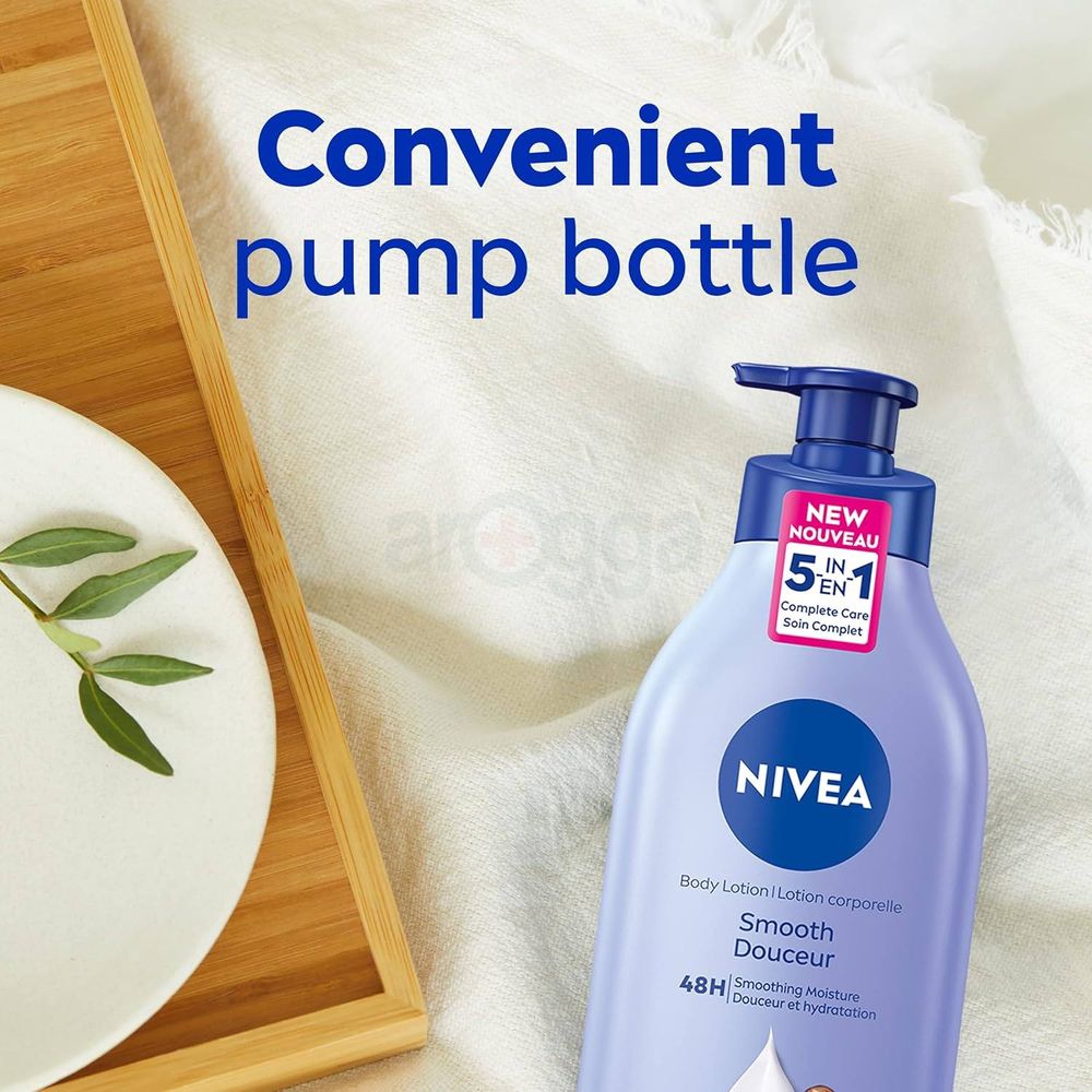 Nivea 48hr 5 in 1 Smooth Sensation Deep Moisture Serum Body Lotion with Shea Butter for Dry Skin  