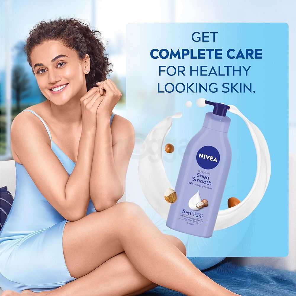 Nivea 48hr 5 in 1 Smooth Sensation Deep Moisture Serum Body Lotion with Shea Butter for Dry Skin  