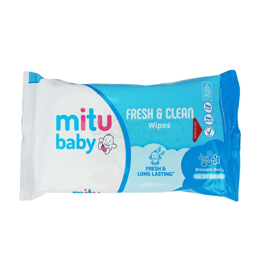 Mitu Baby Wipes Fresh & Clean Blossom Berry Wipes - 50's Pack  