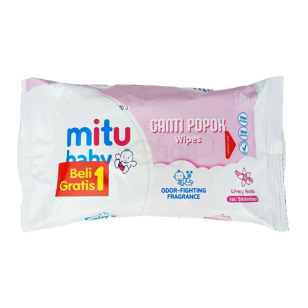 Mitu Baby Wipes Ganti Popok Lively Vanilla Wipes - 50's Pack  