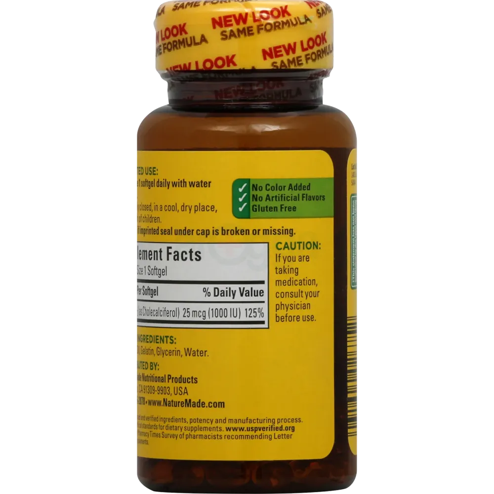 Nature Made Vitamin D3 1000 IU (25 mcg) Softgels, 100 Count  