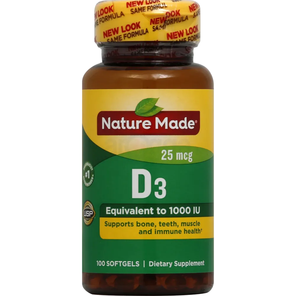 Nature Made Vitamin D3 1000 IU (25 mcg) Softgels, 100 Count  
