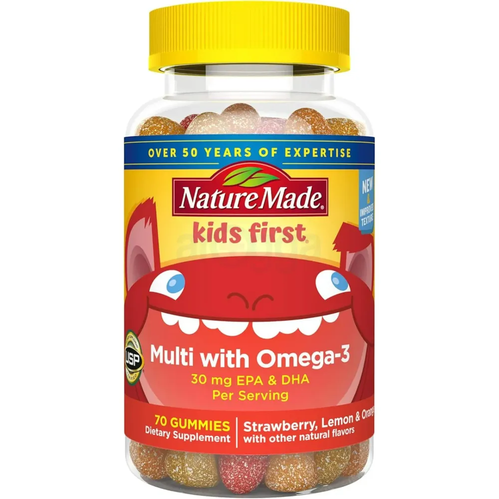 Nature Made Kids First Multivitamin with Omega-3 Strawberry Lemon & Orange -- 70 Gummies  