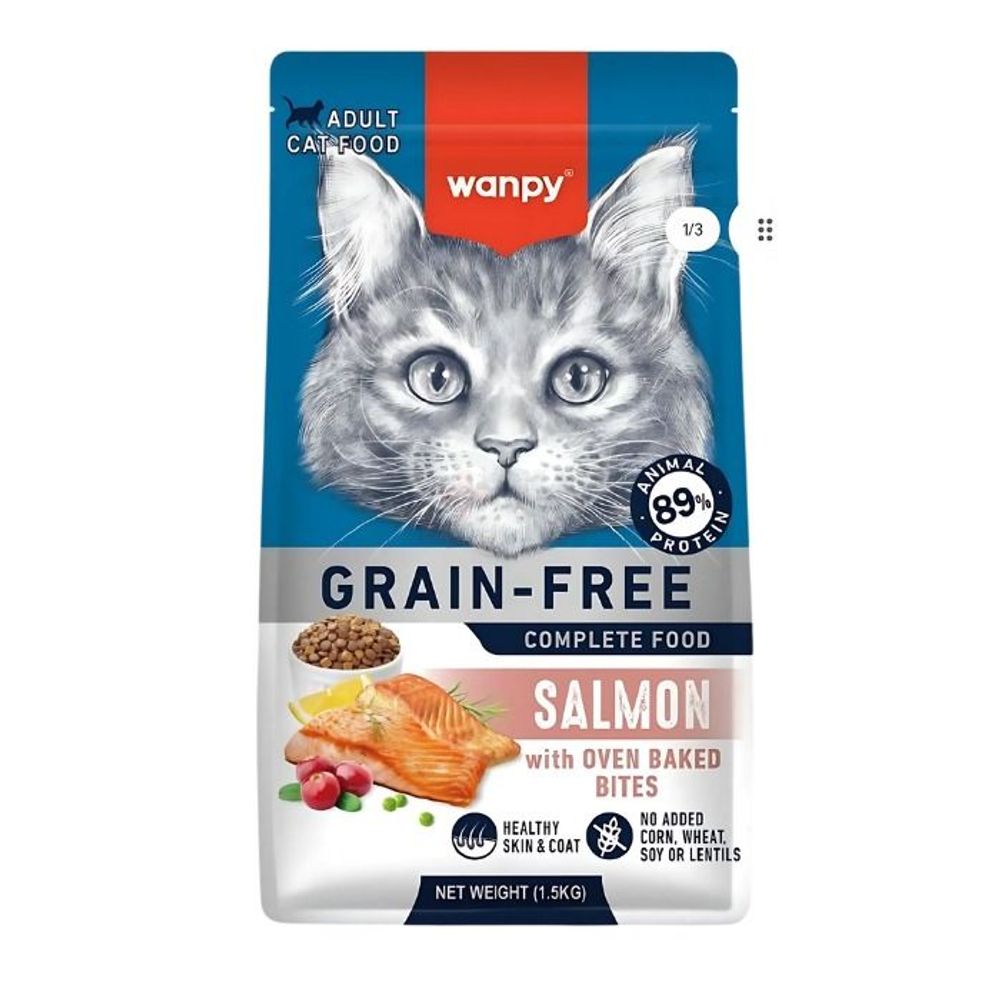 Wanpy Grain Free
Super Premium Dry
Cat Food Adult Salmon
1.5KG  
